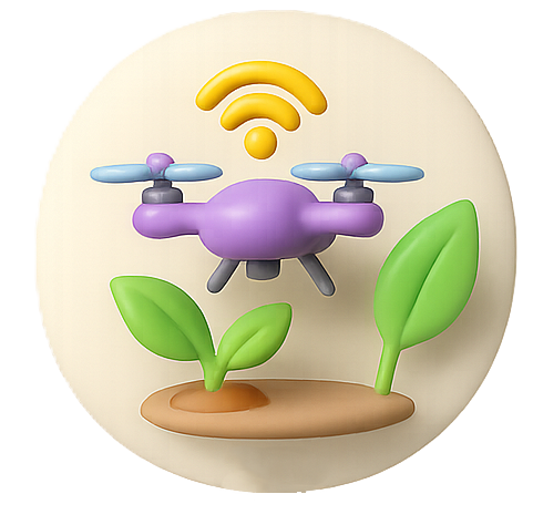 Uma imagem de um drone em comunicação com o campo